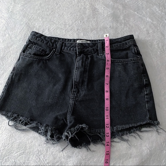 Charcoal High Waist Raw Hem Jean Shorts - Picture 6 of 8